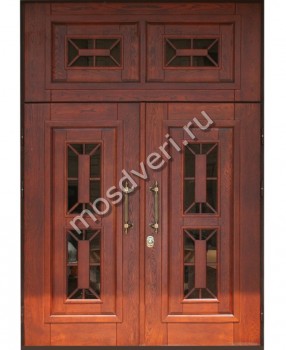 Двустворчатые двери SS-66 большой фрамугой со стеклянными вставками - купить от производителя Мосдвери Двустворчатые двери SS-66 большой фрамугой со стеклянными вставками